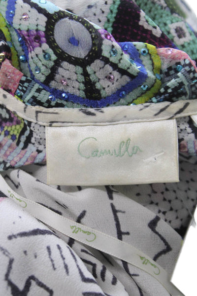 Camilla Women Kimono Vest Multicolor Geometric Polyester Sleeveless Size One