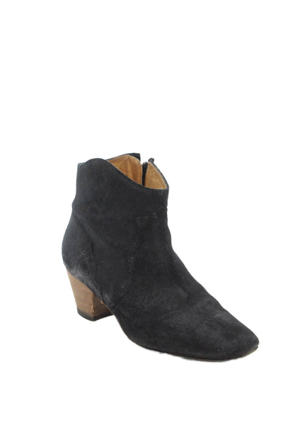 Isabel Marant Womens Suede Leather Block Heels Ankle Boots Shoes Black Size 9
