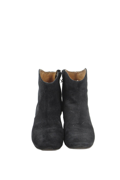 Isabel Marant Womens Suede Leather Block Heels Ankle Boots Shoes Black Size 9