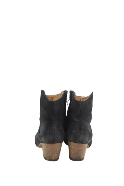 Isabel Marant Womens Suede Leather Block Heels Ankle Boots Shoes Black Size 9