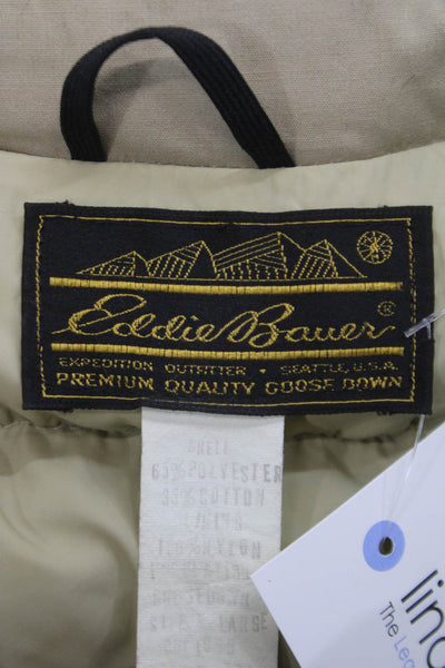 Eddie Bauer Unisex Adults Beige Parka Polyester Cotton Size XL