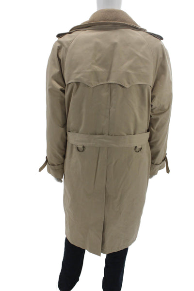 Eddie Bauer Mens Trench Coat Beige Button 50% Cotton 50% Polyester Size 44