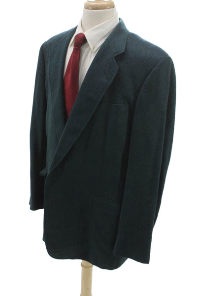 Nordstrom Mens Green Herringbone Blazer Button Closure Size 44