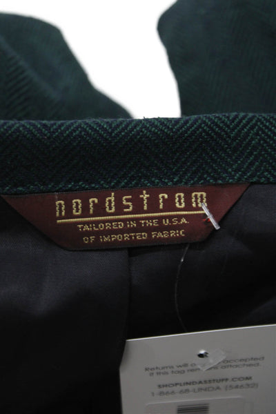 Nordstrom Mens Green Herringbone Blazer Button Closure Size 44