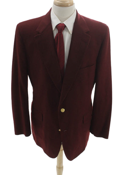 Nordstrom Mens Red Wool Blazer Button Solid Fall Size 44