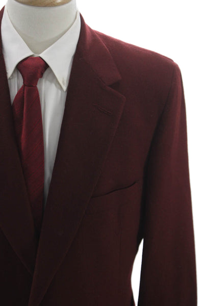Nordstrom Mens Red Wool Blazer Button Solid Fall Size 44