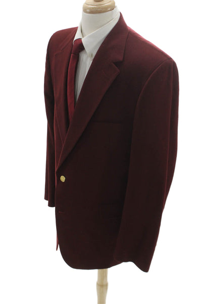 Nordstrom Mens Red Wool Blazer Button Solid Fall Size 44