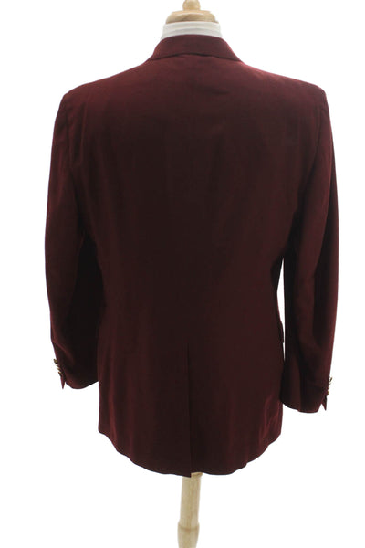 Nordstrom Mens Red Wool Blazer Button Solid Fall Size 44