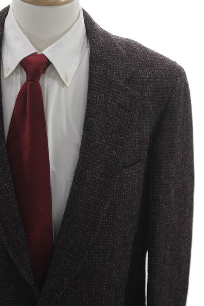 Harris Tweed Mens Wool Brown Blazer Button Long Sleeve Size 44