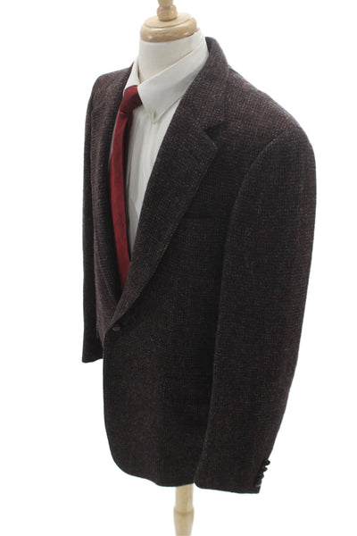 Harris Tweed Mens Wool Brown Blazer Button Long Sleeve Size 44