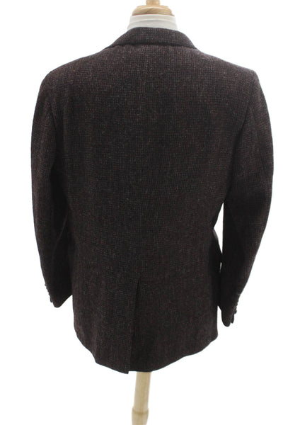 Harris Tweed Mens Wool Brown Blazer Button Long Sleeve Size 44