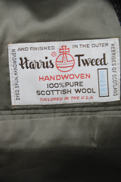 Harris Tweed Mens Wool Brown Blazer Button Long Sleeve Size 44