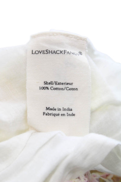 Love Shack Fancy Womens Ruffle Floral Cotton Short Skirt Yellow Size XS
