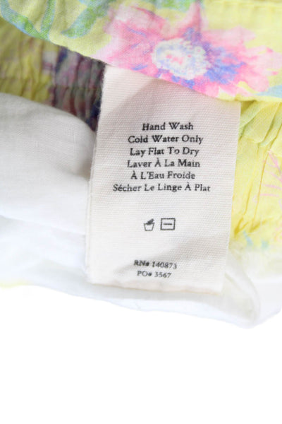 Love Shack Fancy Womens Ruffle Floral Cotton Short Skirt Yellow Size XS