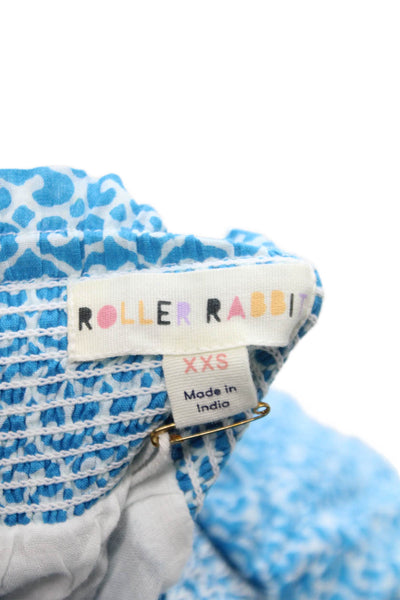 Roller Rabbit Women Mini Geometric Blue Cotton Skirt Size 2XS