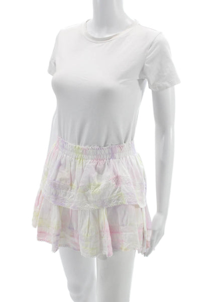 Love Shack Fancy Women Peasant Skirt Multicolor Cotton Short Size S