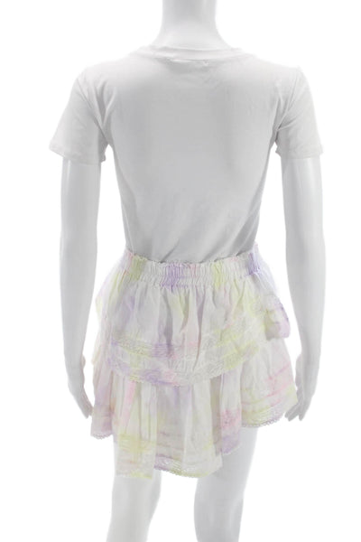 Love Shack Fancy Women Peasant Skirt Multicolor Cotton Short Size S