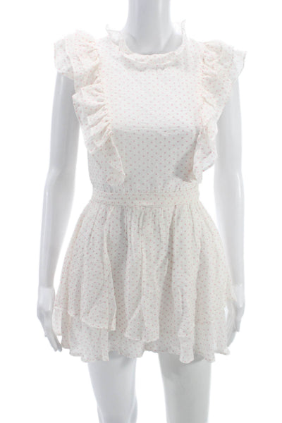 Storia Womens White Mini Romper Sleeveless High Neck Geometric Rayon Zip Size S