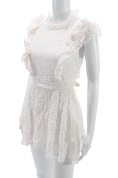 Storia Womens White Mini Romper Sleeveless High Neck Geometric Rayon Zip Size S