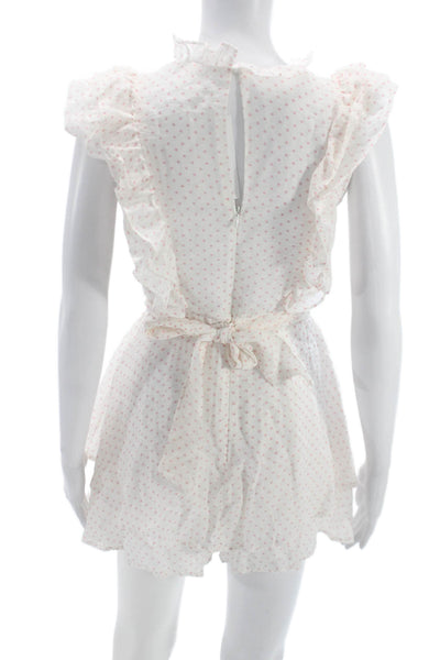 Storia Womens White Mini Romper Sleeveless High Neck Geometric Rayon Zip Size S