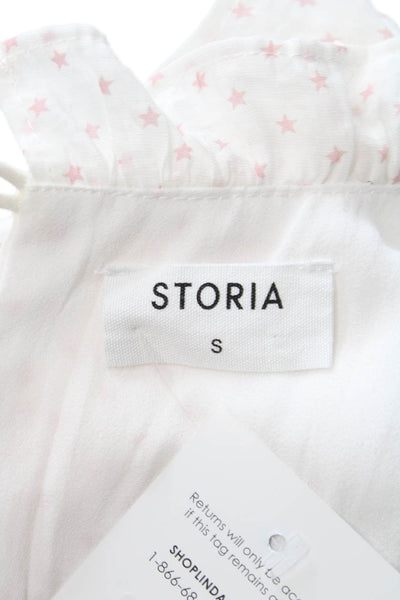 Storia Womens White Mini Romper Sleeveless High Neck Geometric Rayon Zip Size S