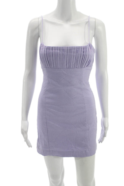 Maeve Anthropologie Womens Mini Linen Square Neck Purple Dress Size 2