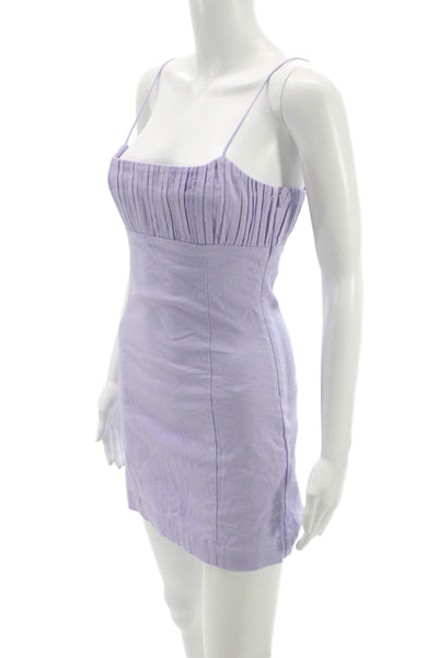 Maeve Anthropologie Womens Mini Linen Square Neck Purple Dress Size 2
