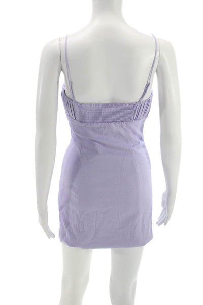 Maeve Anthropologie Womens Mini Linen Square Neck Purple Dress Size 2