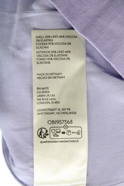 Maeve Anthropologie Womens Mini Linen Square Neck Purple Dress Size 2
