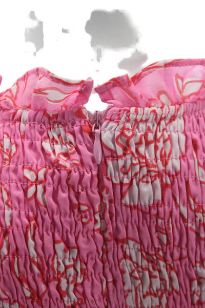J. Marie Women Mini Pink Floral Mock Neck Short Sleeve Dress Size S