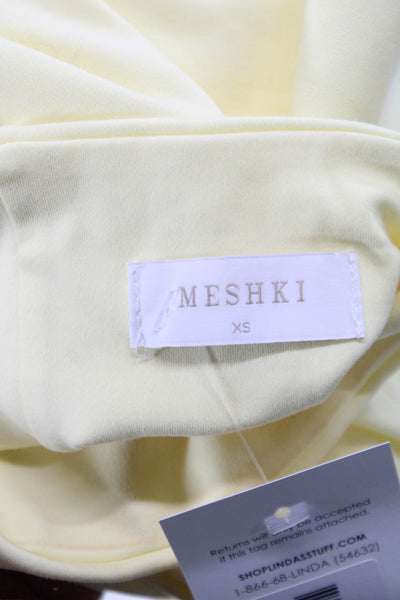 Meshki Women Mini Dress Yellow Mock Neck Sleeveless Above Knee Size XS