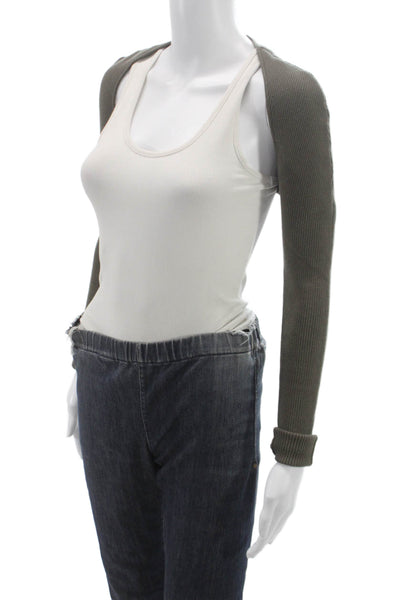 Pistola Womens Ribbed Knit Shrug Sweater Green Long Sleeve Round Neck Size S