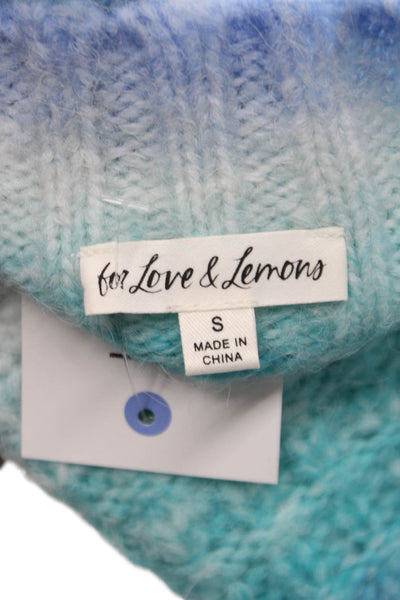For Love & Lemons Women Ombre Mock Neck Sleeveless Vest Blue Size S