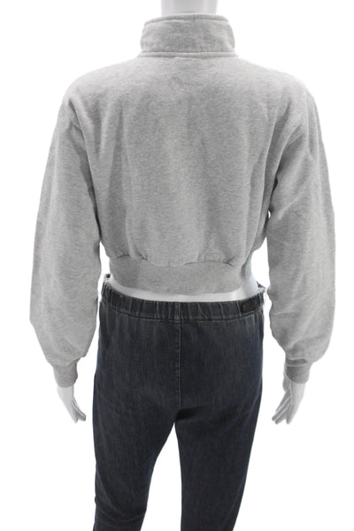 TNA Womens Gray Cotton Blend Mock Neck Zip Pullover Sweatshirt Size XS
