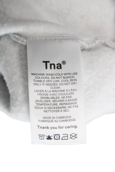TNA Womens Gray Cotton Blend Mock Neck Zip Pullover Sweatshirt Size XS