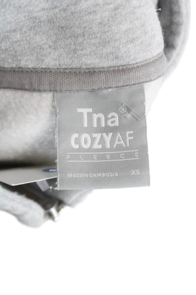 TNA Womens Gray Cotton Blend Mock Neck Zip Pullover Sweatshirt Size XS