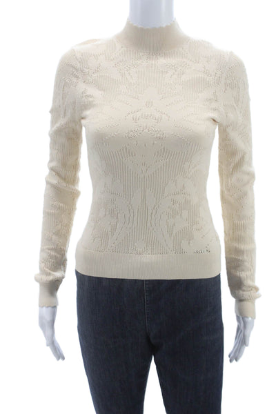 House of Harlow 1960 Women Sweater Ivory Rayon Mock Neck Long Sleeve Size S