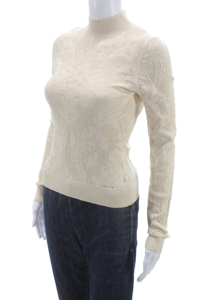 House of Harlow 1960 Women Sweater Ivory Rayon Mock Neck Long Sleeve Size S