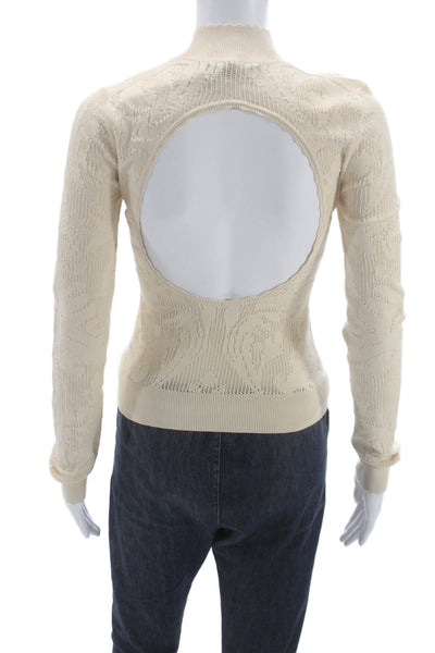 House of Harlow 1960 Women Sweater Ivory Rayon Mock Neck Long Sleeve Size S