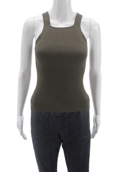 Pistola Womens Green Basic Sleeveless Tank Square Neck Cotton Cashmere Size S
