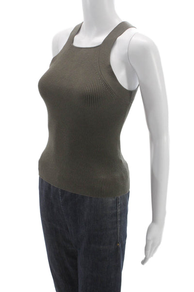 Pistola Womens Green Basic Sleeveless Tank Square Neck Cotton Cashmere Size S