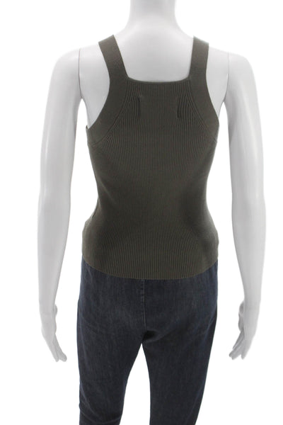 Pistola Womens Green Basic Sleeveless Tank Square Neck Cotton Cashmere Size S