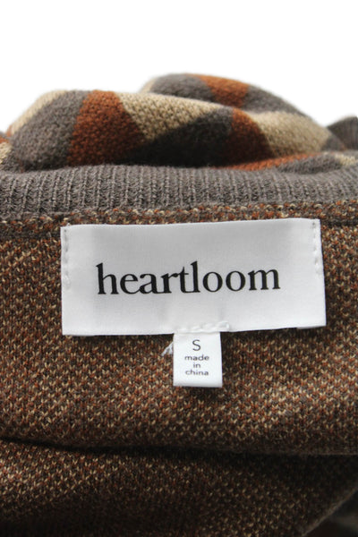 Heartloom Womens Cropped Halter Tank Brown Geometric Long Sleeve Button Size S
