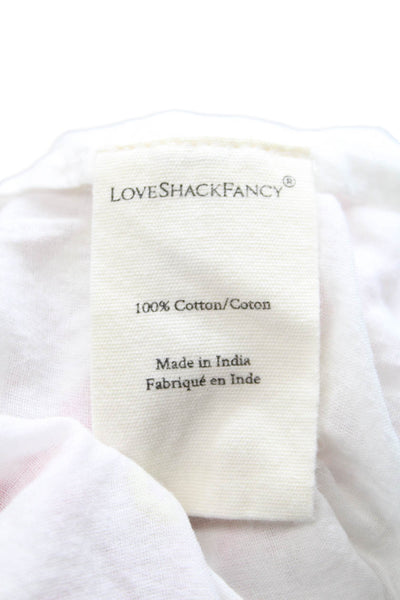 Love Shack Fancy Womens Mini Skirt White Floral Cotton Drawstring Size XS