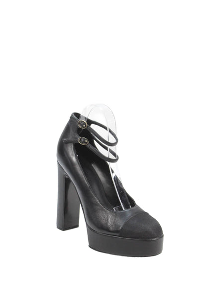 Steve Madden Womens Cap Toe Platform Block Heels Mary Janes Shoes Black Size 9M