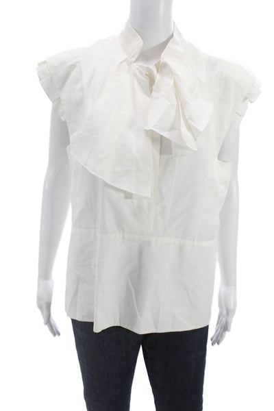 J.W. Anderson Women White Cotton Sleeveless Collared Tunic Blouse Size 8