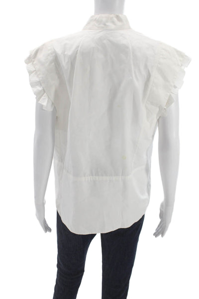 J.W. Anderson Women White Cotton Sleeveless Collared Tunic Blouse Size 8