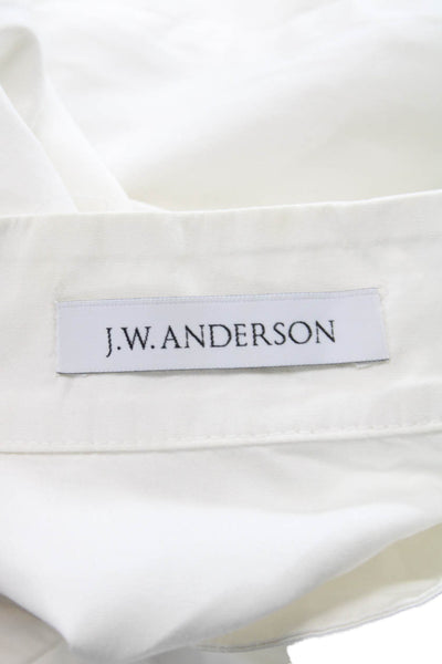 J.W. Anderson Women White Cotton Sleeveless Collared Tunic Blouse Size 8