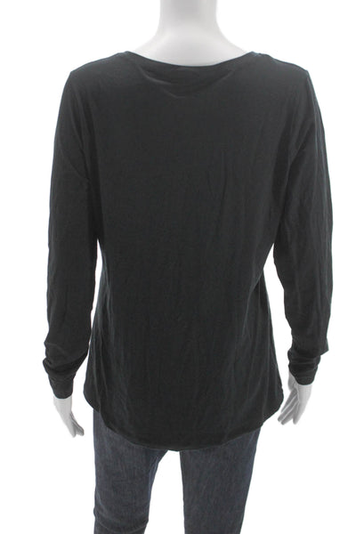 Hanro Women Basic Black Scoop Neck Long Sleeve Cotton Blend T-Shirt Size L