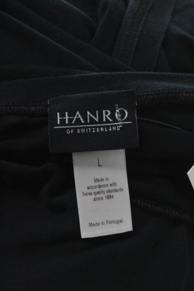Hanro Women Basic Black Scoop Neck Long Sleeve Cotton Blend T-Shirt Size L